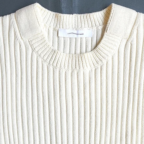 NEW$495 HELMUT LANG Strap Knit Rib Crew Sweater Elbow Cut NEW$495 HELMUT LANG Strap Knit Rib Crew Sweater Elbow Cut